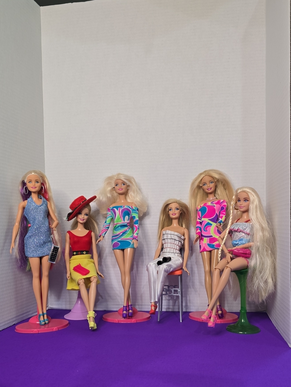Mixed Fashion Dolls Lot - Pink, Blue, Yellow & Purple Styles
